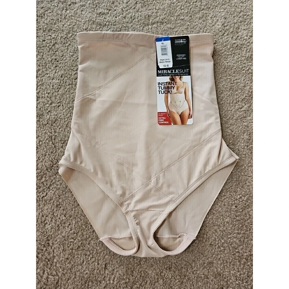 Miraclesuit Tummy Tuck High-Waist Shaping Brief Warm Beige Size XL NEW $52